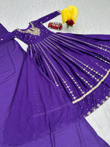 New Festival Wear Purple Handworked Anarkali - sareeswholesalers