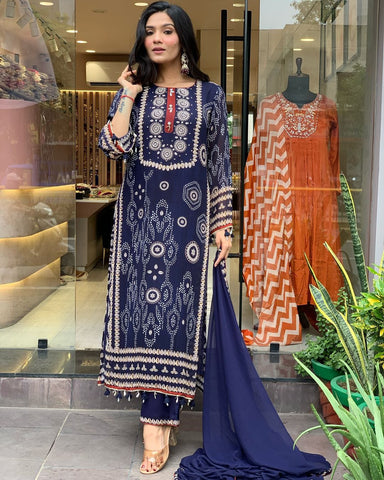 Shreya Blue Printed Suit Set