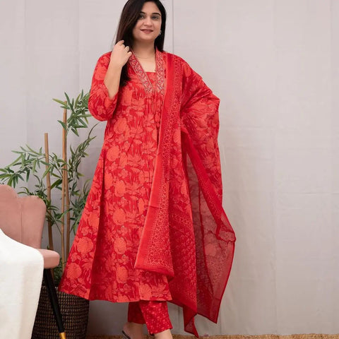 Red Cotton Aliya Style dress