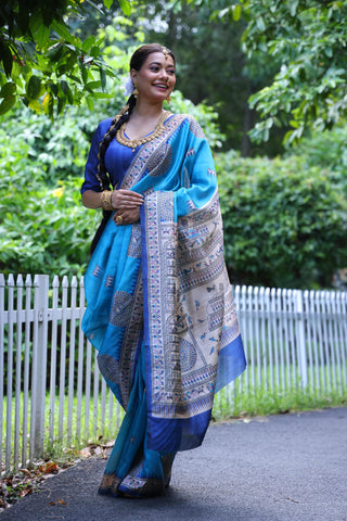 Beautifill Rama Colour Soft Tussar Silk Saree