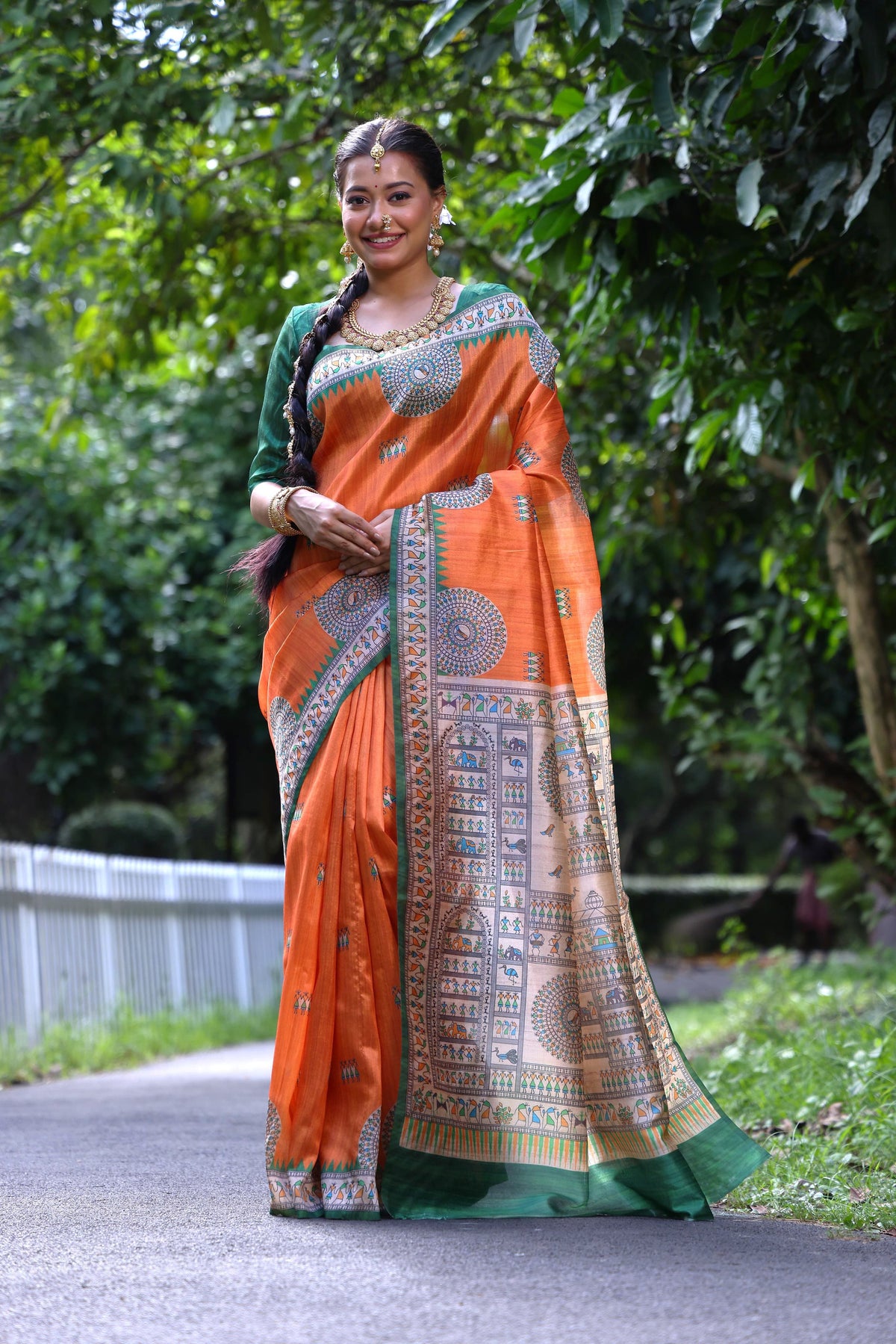 Beautifill Orange Colour Soft Tussar Silk Saree