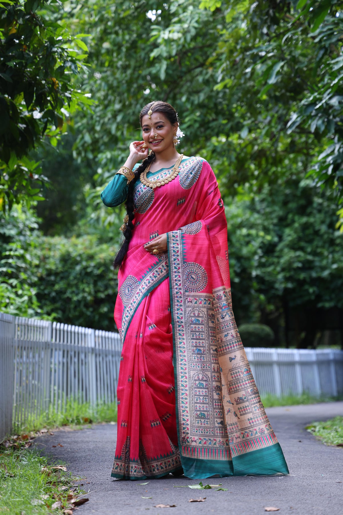 Beautifill Pink Colour Soft Tussar Silk Saree