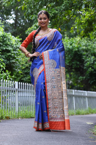 Beautifill Blue Colour Soft Tussar Silk Saree