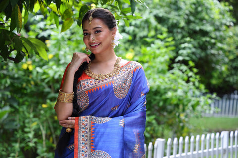 Beautifill Blue Colour Soft Tussar Silk Saree