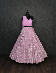 Designer Lavender Color Ready to Wear Crop Top Lehenga Choli
