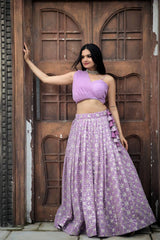 Designer Lavender Color Ready to Wear Crop Top Lehenga Choli