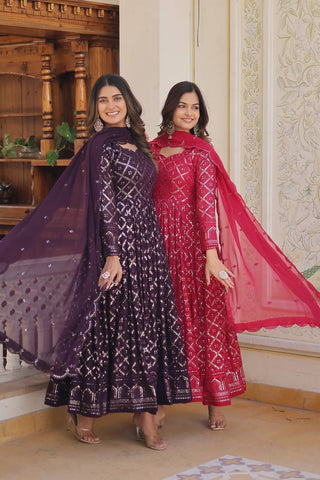 Women's Party wear Farewell Gown with Dupatta Suit