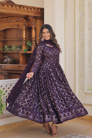 Women's Party wear Farewell Gown with Dupatta Suit