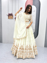Designer Bollywood Chinon Silk Heavy Embroidery Work Lehenga
