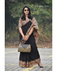 Soft Chanderi Cotton With Digital Print Work  Kalamkari Saree
