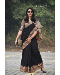 Soft Chanderi Cotton With Digital Print Work  Kalamkari Saree