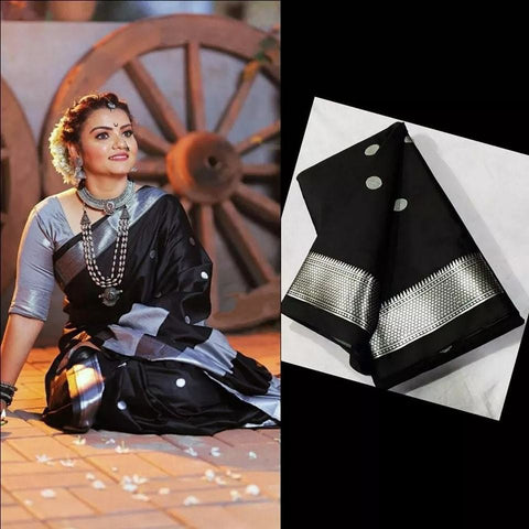 Awesome Black Rich Pallu With Jacquard Work Saree