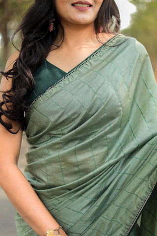 Classic Green Color Viscos cotton Beautiful Pallu All Over Saree