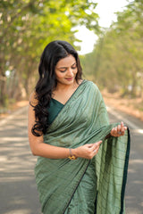 Classic Green Color Viscos cotton Beautiful Pallu All Over Saree