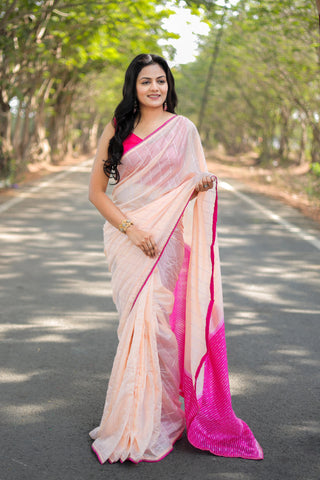 Classic Pink Color Viscos cotton Beautiful Pallu All Over Saree