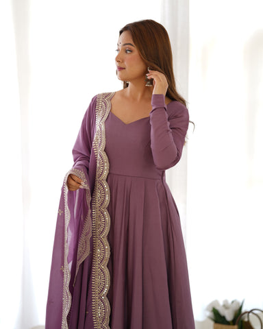 Musturd Solid Faux Georgette Anarkali Set