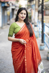 Soft Pure Chanderi Orange Traditional Wear Bandhani Print Saree