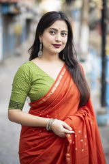 Soft Pure Chanderi Orange Traditional Wear Bandhani Print Saree