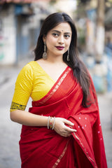 Soft Pure Chanderi Red Traditional Wear Bandhani Print Saree