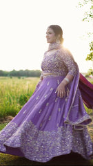 Designer Bollywood Chinon Silk Heavy Embroidery Work Lehenga