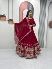 Exclusive Blue Color Heavy Faux Georgette Heavy Embroidery 7 mm Sequence Work Designer Lehenga Choli