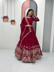 Exclusive Blue Color Heavy Faux Georgette Heavy Embroidery 7 mm Sequence Work Designer Lehenga Choli