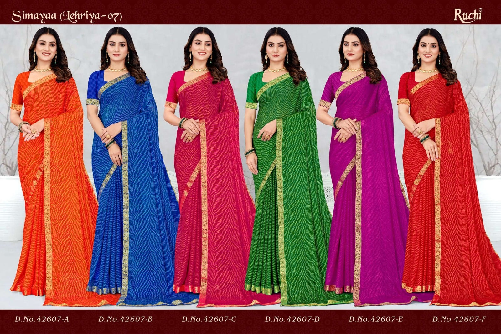 Ruchi Sarees Are Crafted With Chiffon Fabric With Vibrant Color