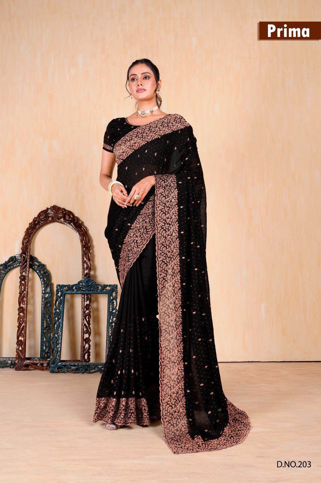 Prima Sarees Featuring Vichitra Blooming Fabric With Vibrant Color