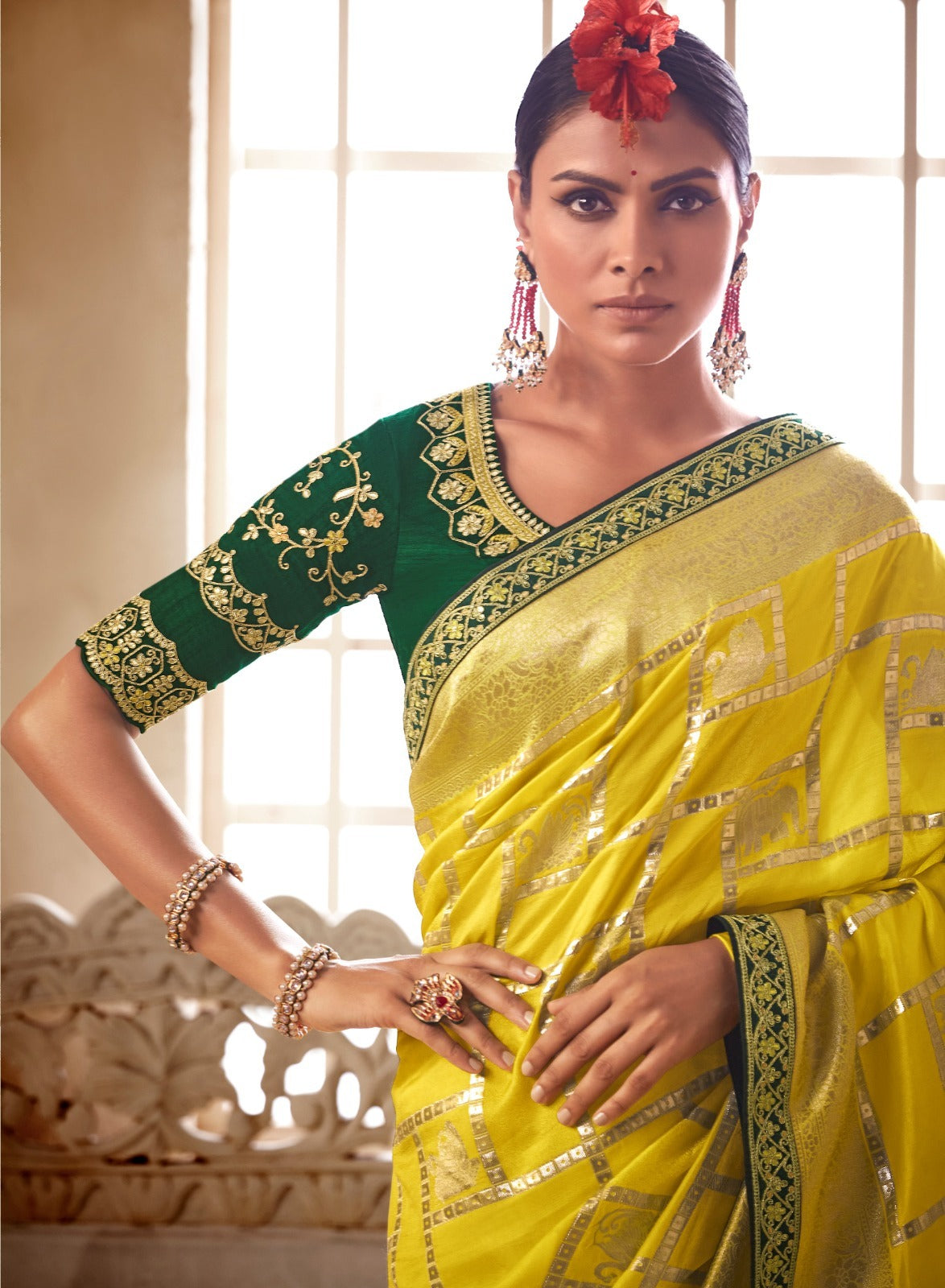 Kimora Saree Are Highly Crafted With Pure Dola Silk To Offer Luxrious Drape With Vibrant Color