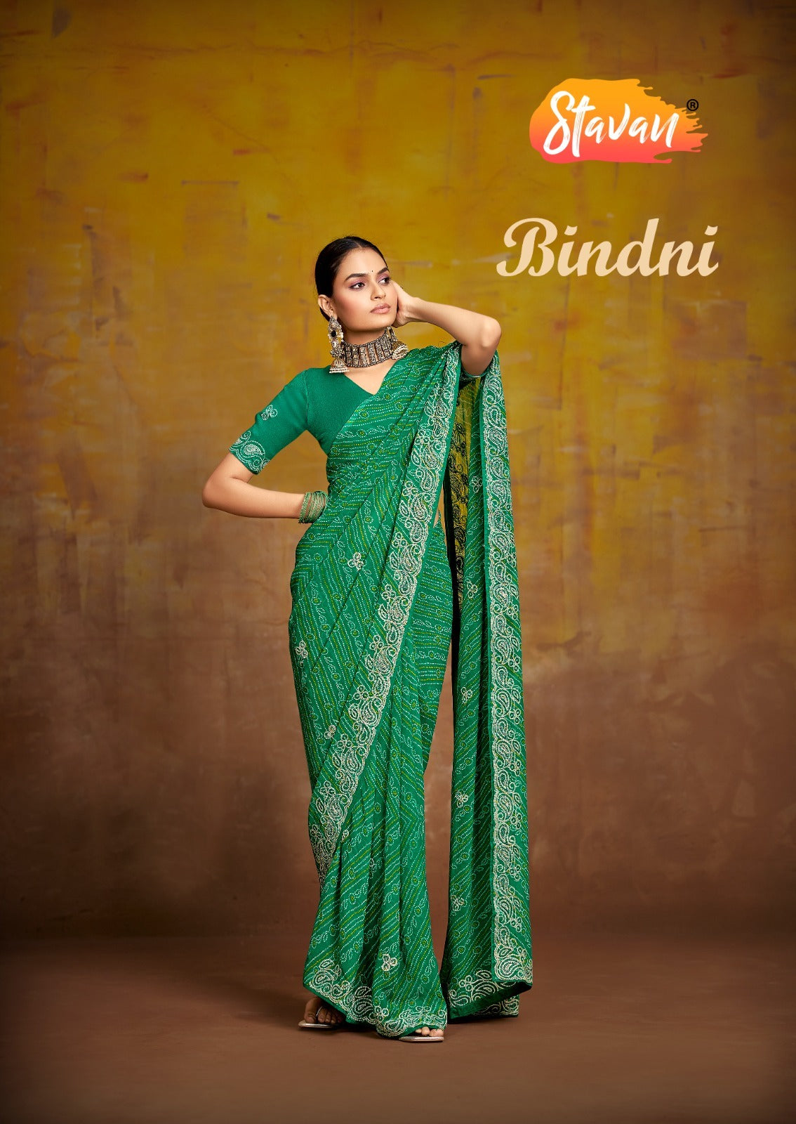 Stavan Sarees Are Crafted With Georgette Pallu With Embroidery And Sparkling Work