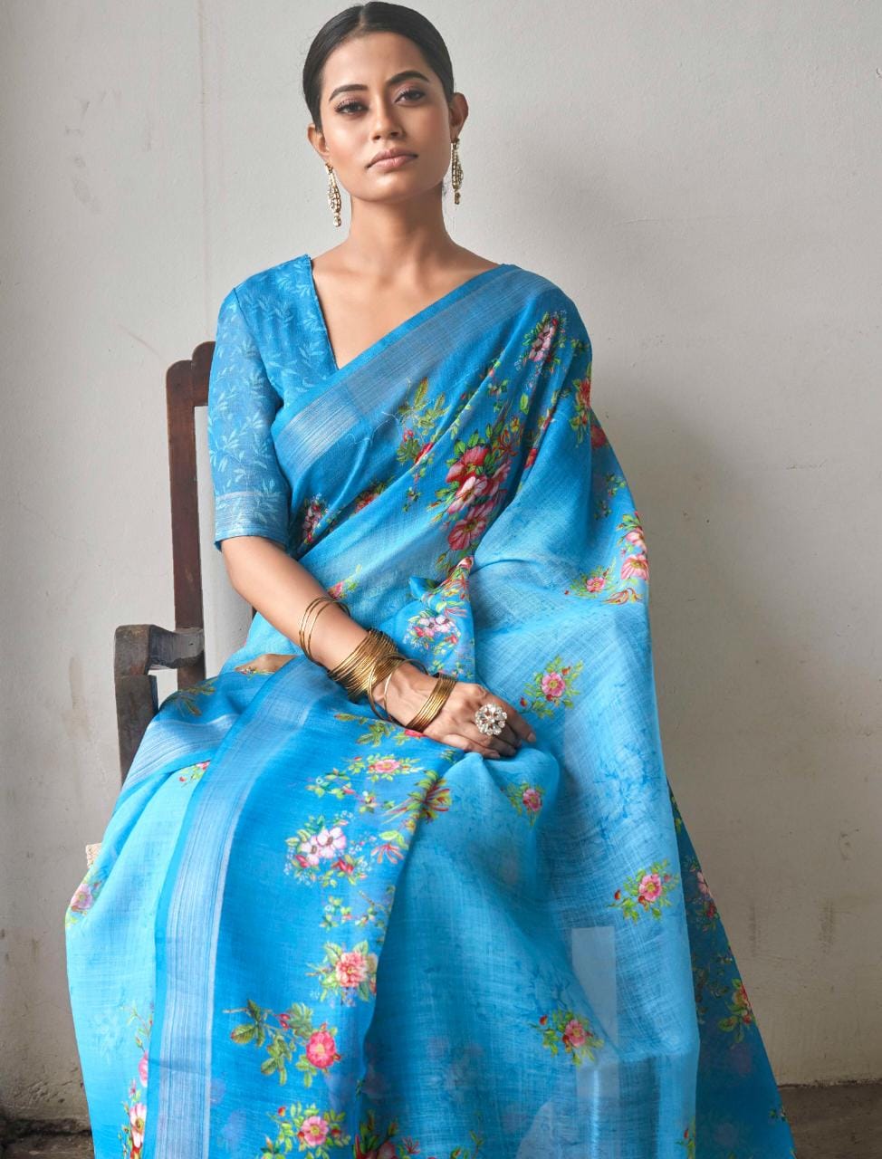 Bhumi Sarees Crafted From Soft Linen Showcase A Refined Floral Print Sarees