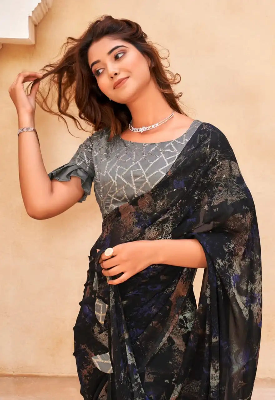 Stavan Sarees Crafted From Elegant Fancy Chiffon Fabric Offer A Lightweight And Graceful Drape