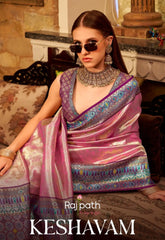 RajPath Fabrics Sarees Crafted From Tissue Silk Offer A Luxurious Blend Of Sheen And Lightweight Comfort