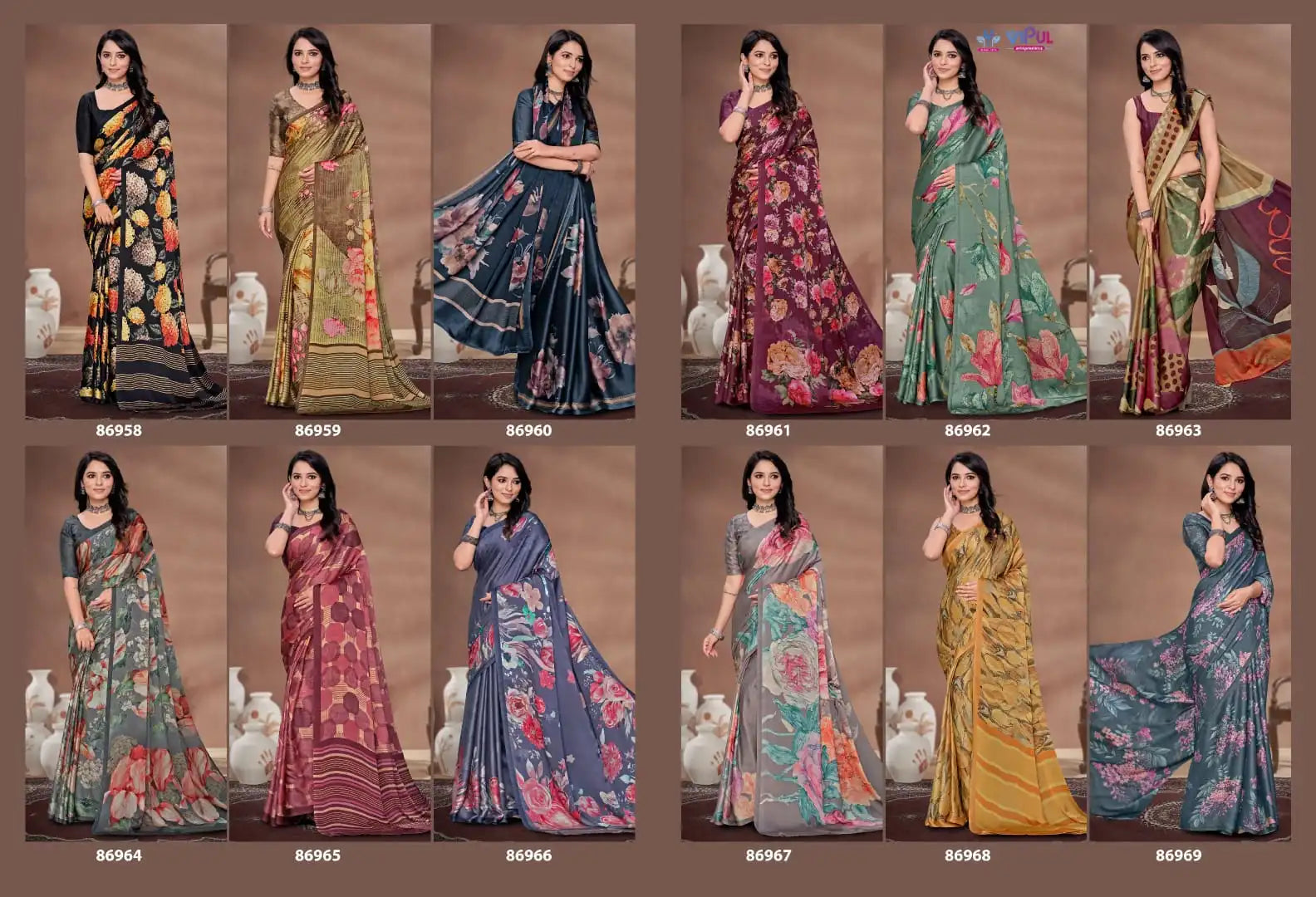 The Vipul Sareein Satin Silk Combines Traditional Craftsmanship With A Lustrous Smooth Fabric